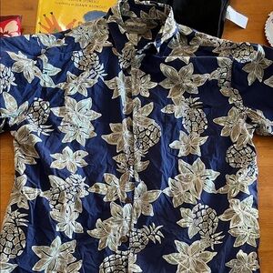 Cooke Street Hawaiian Shirt Men's Blue Floral Casual Button Down Size XL